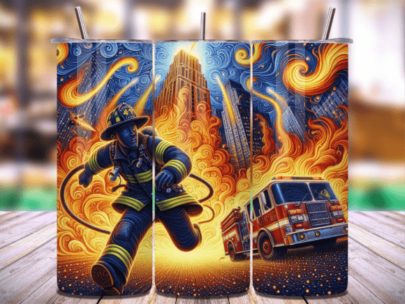 American Flag Firefighter Tumbler Vol.20: A Versatile Design for Creative and Commercial Use