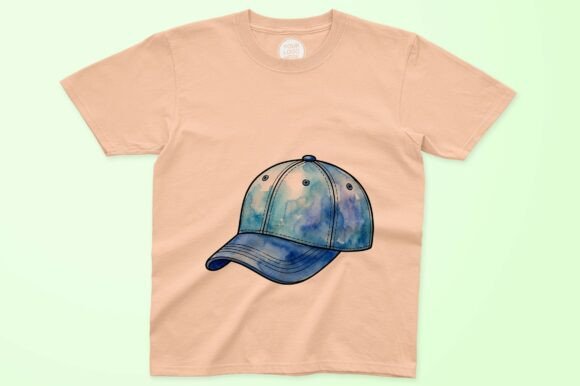 Blue Cap with Abstract Watercolor Effect