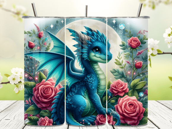 Blue Dragon Red Rose Moon 20oz Tumbler