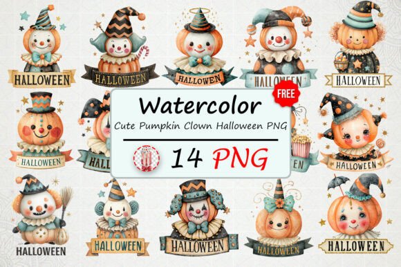 Cute Pumpkin Clown Halloween PNG
