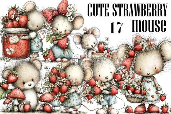 Cute Strawberry Mouse Clipart: Sweet, Versatile Design Magic for Your Creative Projects