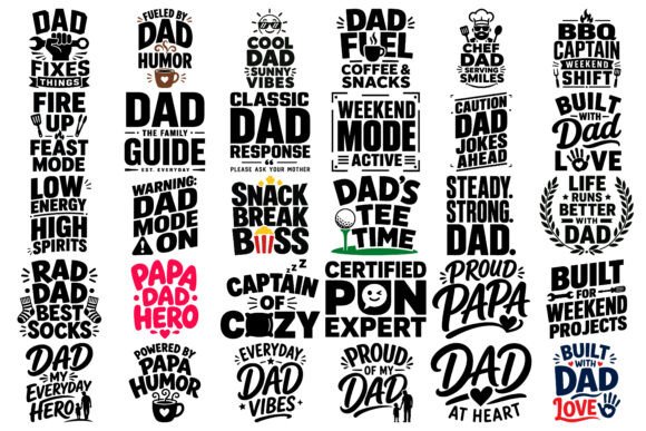 Dad Typography T Shirt Bundle