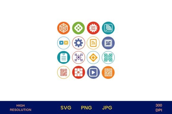 Digital Icons for Technology and Data