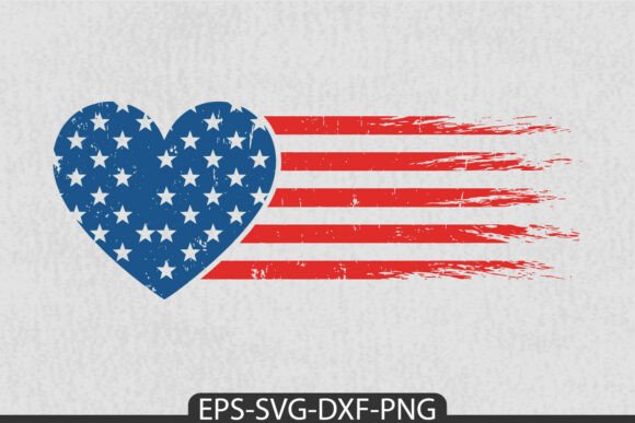 Distressed American Flag Heart SVG