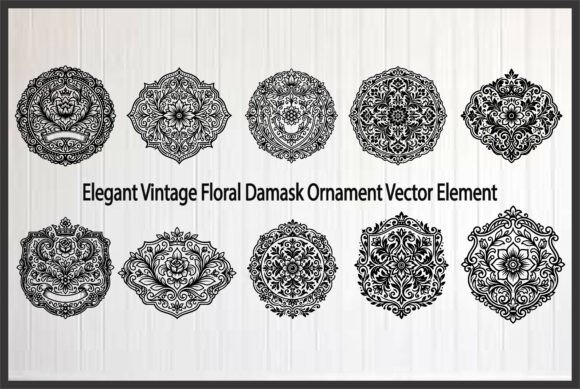 Elegant Vintage Floral Damask Ornament