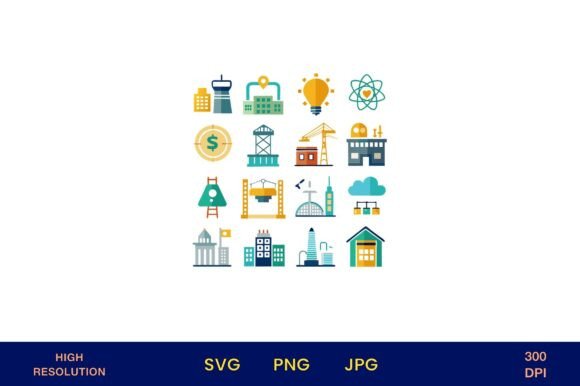 Flat Vector Icons for Industry