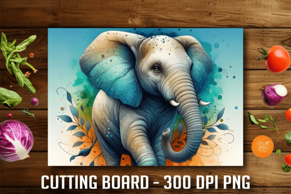 Floral Watercolor Elephant Cutting Board: A Stylish Addition to Your Kitchen