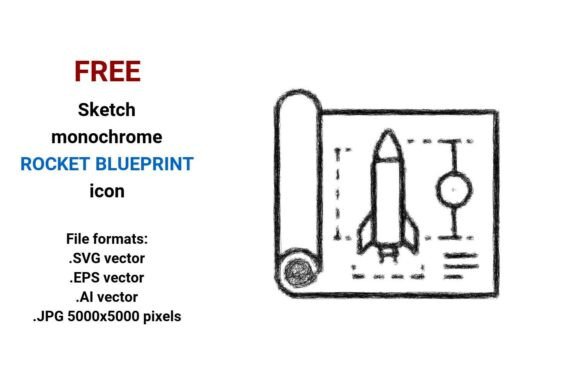 FREE Sketch Rocket Blueprint Icon: A Versatile Tool for Designers and Creators