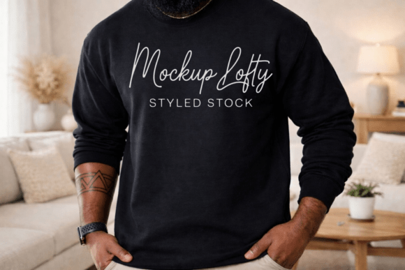 Gildan 18000 Black Crewneck Mockup