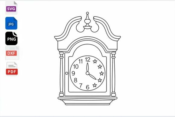 Grandfather Clock Outline SVG Clipart