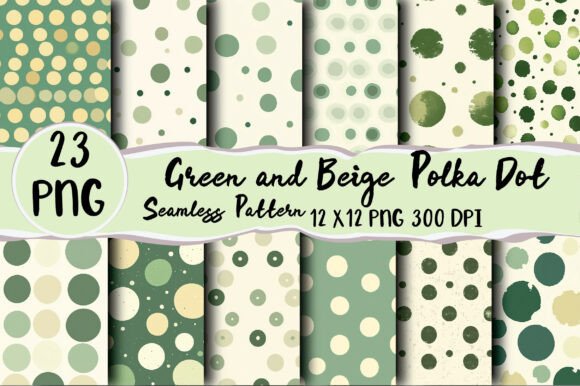 Green and Beige Polka Dot Seamless Pattern