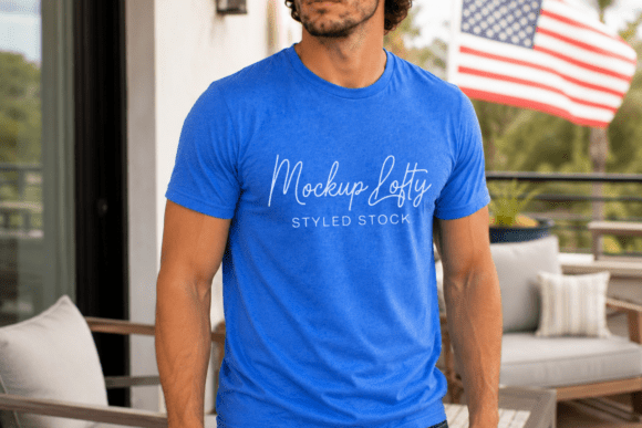 Heather Royal G64000 4th of July Mockup: Present Patriotic Designs with Confidence