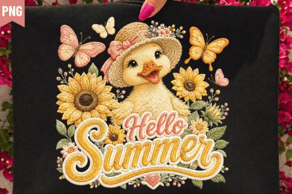 Hello Summer Faux Yarn PNG Design