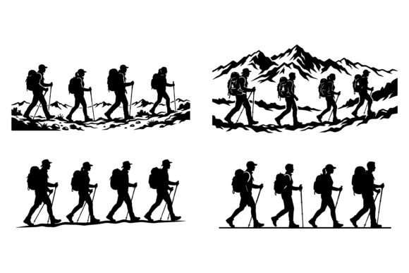 Hiking Silhouettes Walking Uphill with T: A Strategic Visual Asset for Purposeful Communication