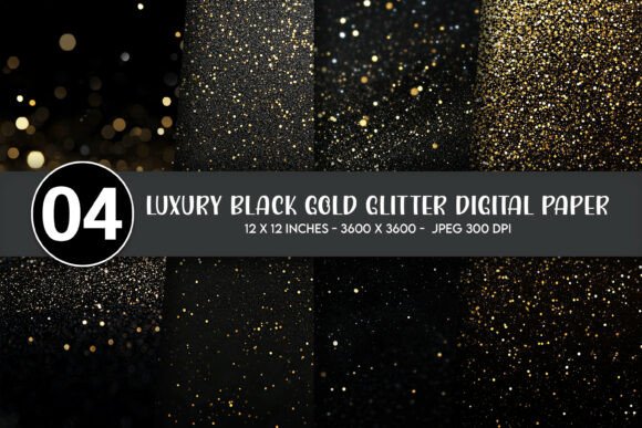 Luxury Black Gold Glitter Digital Paper