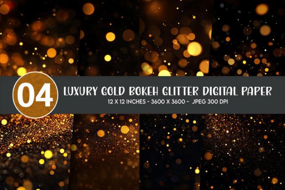Luxury Gold Bokeh Glitter Digital Paper: A Versatile Design for Creative Projects