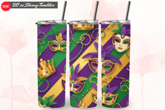 Mardi Gras Skinny Tumbler Sublimation PNG: A Versatile Design for Custom Drinkware