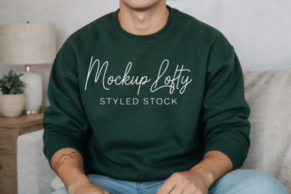 Mens Gildan 18000 Forest Green Mockup