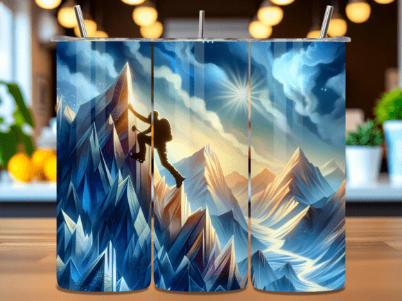 Mountain Climber Art Tumbler Wrap PNG – A Creative and Practical Design for Your 20oz Tumbler
