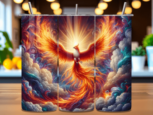 Phoenix Rising Fire Tumbler Wrap PNG: A Versatile Design for Creative Projects