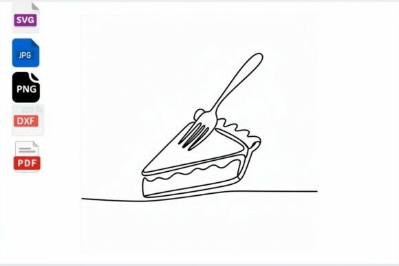 Pie Slice with Fork Line Art SVG: A Versatile Design for Creative Projects