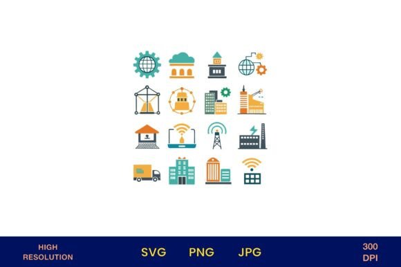Smart City Icons and Technology Symbols
