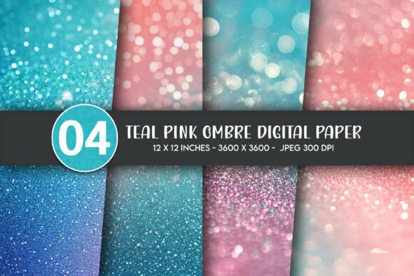 Teal Pink Ombre Digital Paper: A Versatile Design Asset for Modern Creators