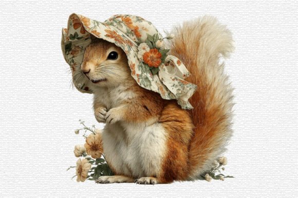 Whimsical Funny Summer Squirrel Clipart
