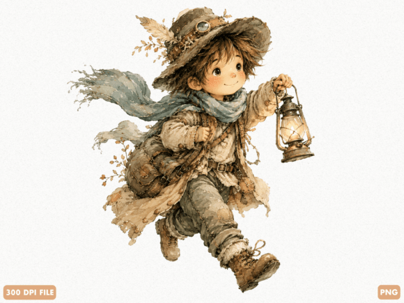 Whimsical Woodland Child Explorer PNG
